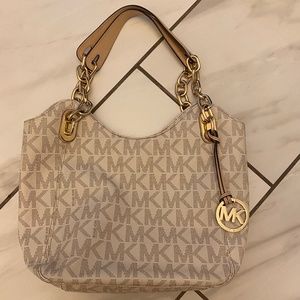 Michael Kors cream logo shoulder bag